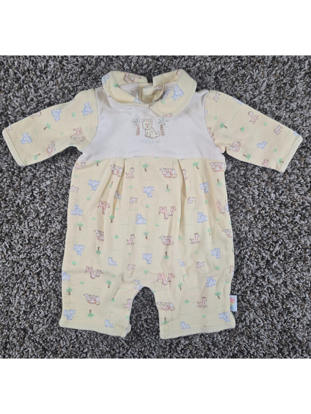 Vtg Disney Baby Sz 0-3M Light Yellow One Piece Outfit Lion King Safari